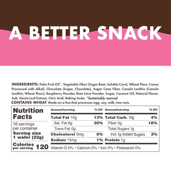 Raspberry and Dark Chocolate Wafer Cookies, 16 Count, Individually Wrapped
