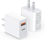 Dual Port USB C Wall Charger Block for iPhone and Samsung
