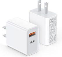 Dual Port USB C Wall Charger Block for iPhone and Samsung