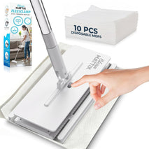 FlexiClamp Sweep & Mop Kit - Compatible with Swiffer Pads, Durable Cleaning Tool for Hardwood, Tile, Marble & Laminate Floors, Home, Kitchen Cleaning Essentials. (Include 10 Dry Cloths)