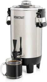 Homecraft 100-Cup Coffee Urn and Hot Beverage Dispenser with Dripless Faucet, Quick-Brewing, Stainless Steel