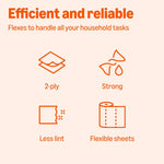 Amazon Basics 2-Ply Flex-Sheets Paper Towels, 12 Basics Rolls = 40 Regular Rolls, Everyday Value with 150 Sheets per Roll, Packaging May Vary