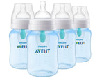 Philips Avent 9oz Anti-Colic Baby Bottle with AirFree Vent, 4pk, Clear, Flow 2 Nipples, 1m+