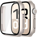 Misxi 2 Pack Tempered Glass Case Compatible for Apple Watch Series 11 (2025) Series 10 46mm, Screen Protector Cover for iWatch, Black