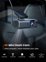 Galphi-Q2 4K Mini Dash Cam with 5G WiFi, 64GB Card, Night Vision and Loop Recording Support