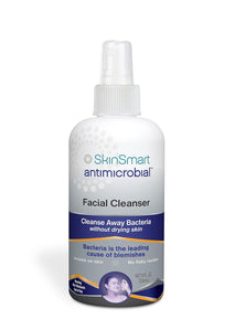 SkinSmart antimicrobial facial cleanser for breakouts and blemishes, with hypochlorous acid formula, 8 oz spray, gentle for all ages and skin types