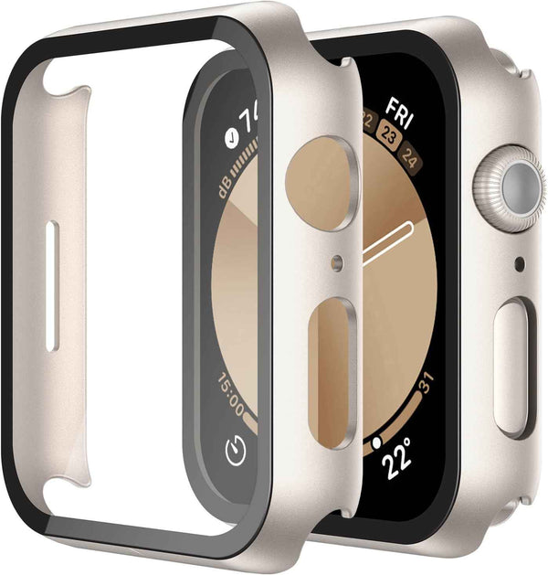 Misxi 2 Pack Tempered Glass Case Compatible for Apple Watch Series 11 (2025) Series 10 46mm, Screen Protector Cover for iWatch, Black