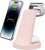 3 in 1 Charging Station for iPhone, Wireless Charger for iPhone 17 16e 16 15 14 13 12 11 X Pro Max & Apple Watch - Wireless Charging Station for AirPods 4 3 Pro