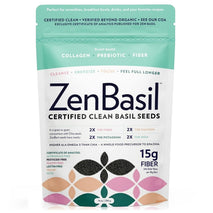 Zen Basil Seeds | edible basil seeds, kosher, non-gmo, lectin free, gluten free, plant based, keto, paleo, vegan | 15g fiber per/serv | 14oz | more fiber than chia seeds | prebiotic