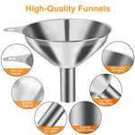 Premium Metal Stainless Steel Funnel Set of 3 with Food Grade Material and Convenient Handle Design