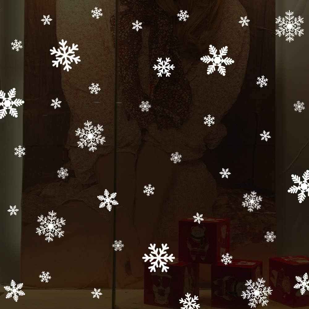 LUDILO 135Pcs Christmas Window Clings Snowflakes Window Decals Static Window Stickers for Christmas Decorations Windows Décor Ornaments Xmas Party Supplies Thanksgiving Party Décor