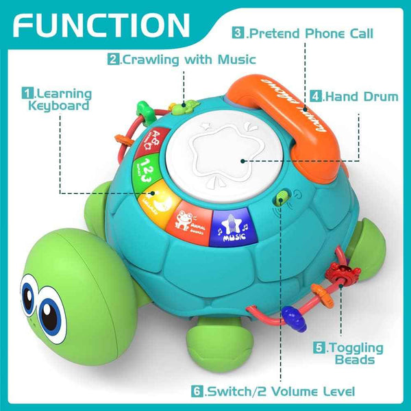 jyusmile baby turtle crawling toy 6-12 months musical light sound