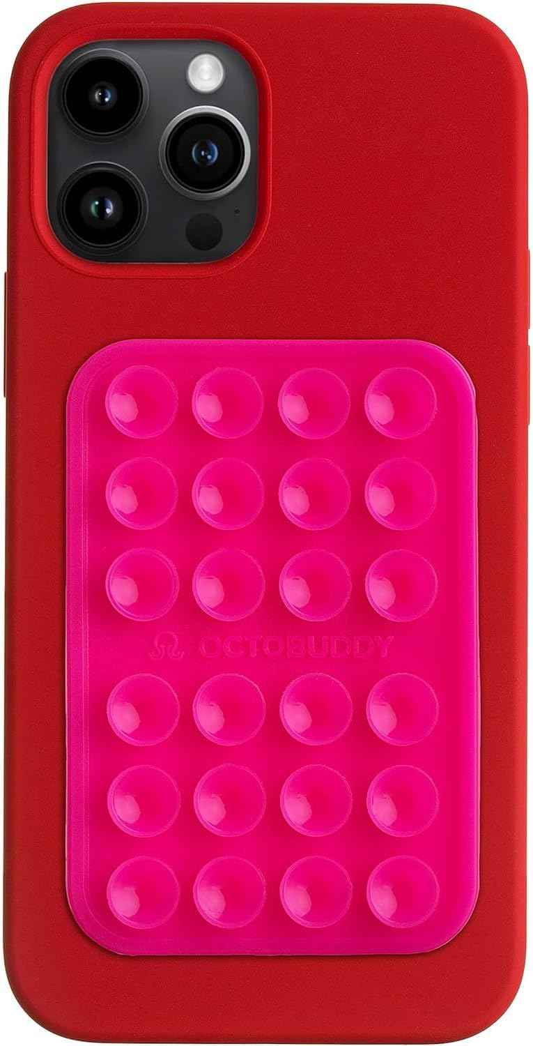 OCTOBUDDY Classic - Silicone Suction Phone Case Adhesive Mount - Hands-Free, Strong Grip Holder for Selfies and Videos - iPhone and Android Compatible - 2.25″ x 3.25″, Chalk Pink