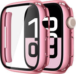 Misxi 2 Pack Tempered Glass Case Compatible for Apple Watch Series 11 (2025) Series 10 46mm, Screen Protector Cover for iWatch, Black