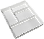Madesmart Classic 4-Compartment Drawer Organizer Gadget Tray, Plastic Multipurpose Storage Bin for Drawers, White