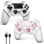 AceGamer 2 Pack wireless controller for PS4/Pro/Slim/PC with non-slip grip and USB-C cable (Pink and White)