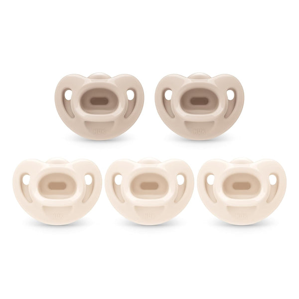 NUK Timeless Comfy Pacifiers for 0-6M Babies | 100% Silicone, BPA-Free, 5-Pack