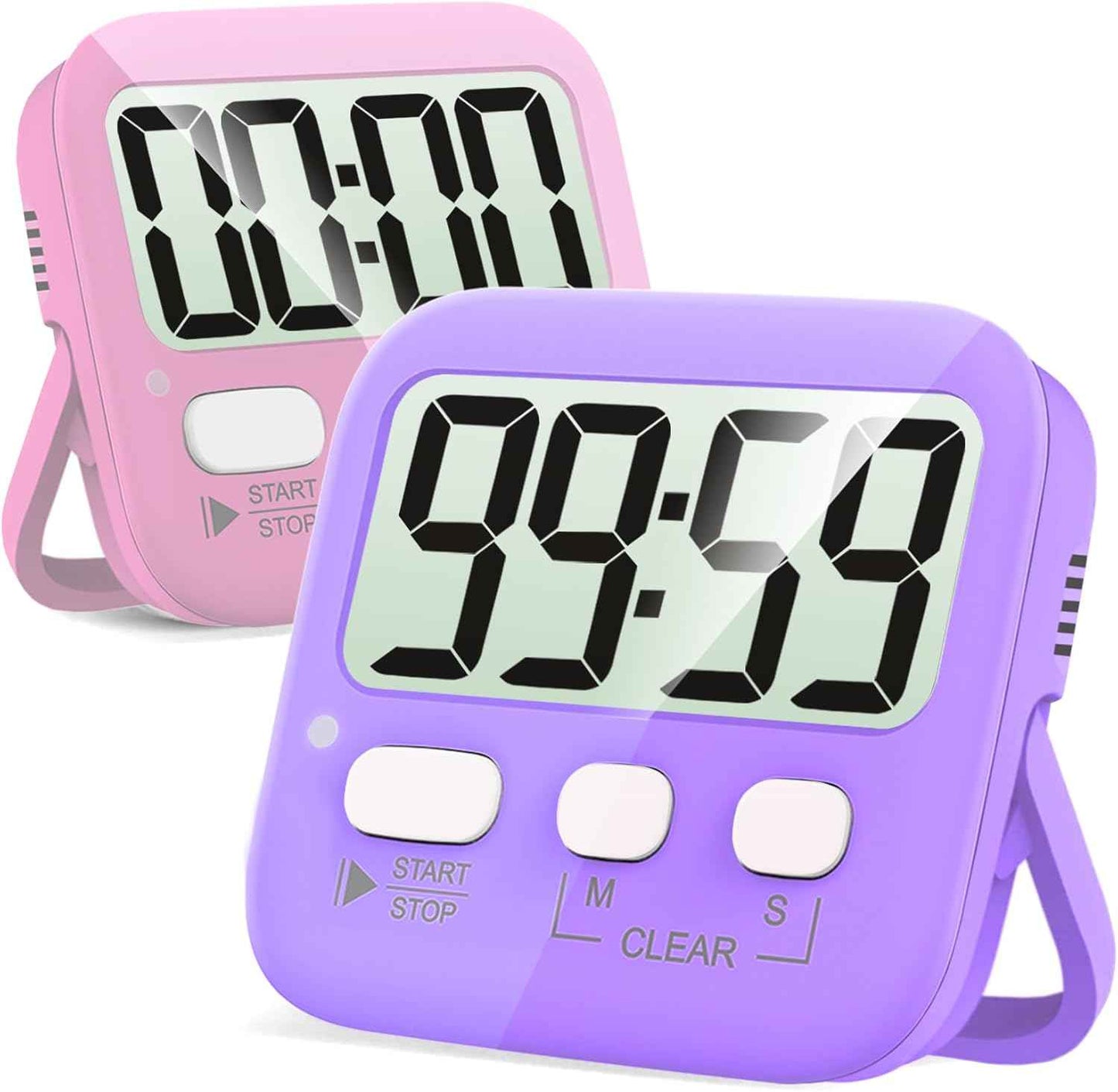 Antonki 2 Pack Digital Timer for Kids, Magnetic Countdown Kitchen Timers for Cooking, Egg, Classroom, Teacher, Exercise, Study, Oven - Battery Included