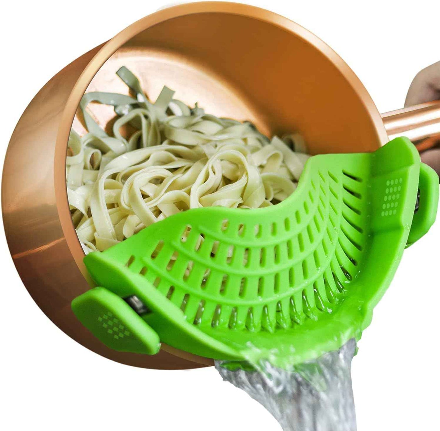 AUOON Clip On Strainer Silicone for All Pots and Pans, Pasta Strainer Clip on Food Strainer for Meat Vegetables Fruit Silicone Kitchen Colander