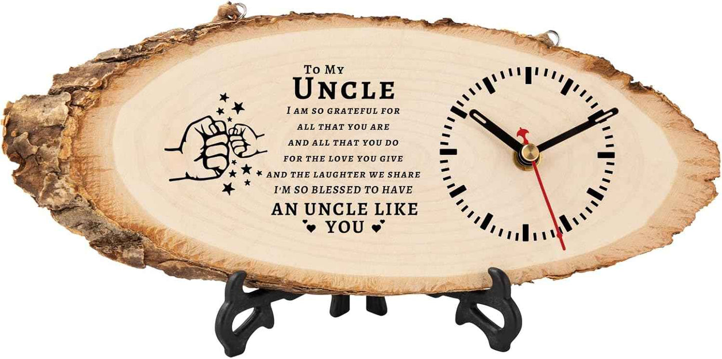BeauGift Valentines Day Gifts for Him, Mens Wooden Clock Gift for Husband from Wife, Birthday Anniversary Fathers Day Clock Gift for Him Office Home Decor