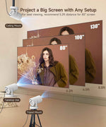 【Electric Focus】Magcubic Mini Projector 4K Support, Portable Projector with WiFi 6 and Bluetooth 5.4, Smart Proyector, 5W Soundbase Speaker, 180°Rotation for Home Theater