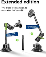 MAGIC JOHN Magnetic Car Phone Holder [Strong Suction&Strong Magnetic] 360° Adjustable Car Phone Mount for Windshield, Ultra-Durable Metal, Suction Cup Car Phone Mount for iPhone Samsung All Smartphone