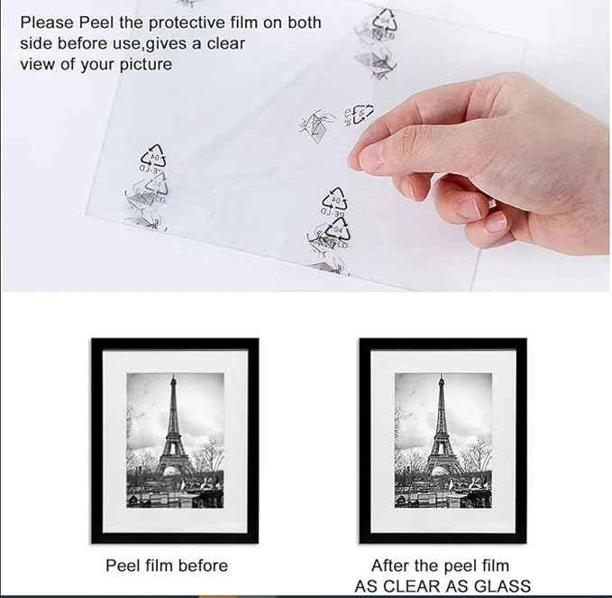 upsimples 11x14 Picture Frame Set of 5, Display Pictures 8x10 with Mat or 11x14 Without Mat, Wall Gallery Photo Frames, Black