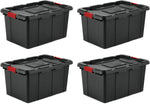 Sterilite 6-Pack Industrial Tote Storage Bins with Lids, 15 Gallon, Black