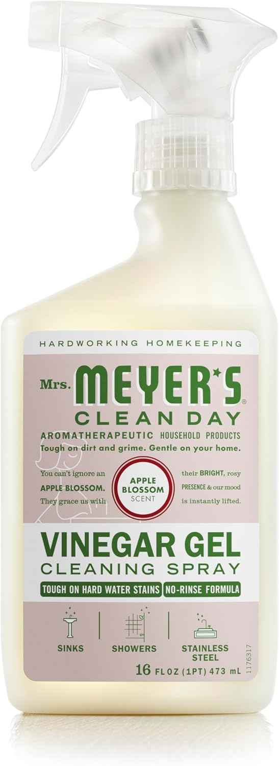 MRS. MEYER'S CLEAN DAY Vinegar Gel Cleaning Spray, Bathroom Use, No-Rinse Formula, Apple Blossom, 16 Fl Oz, Pack of 1