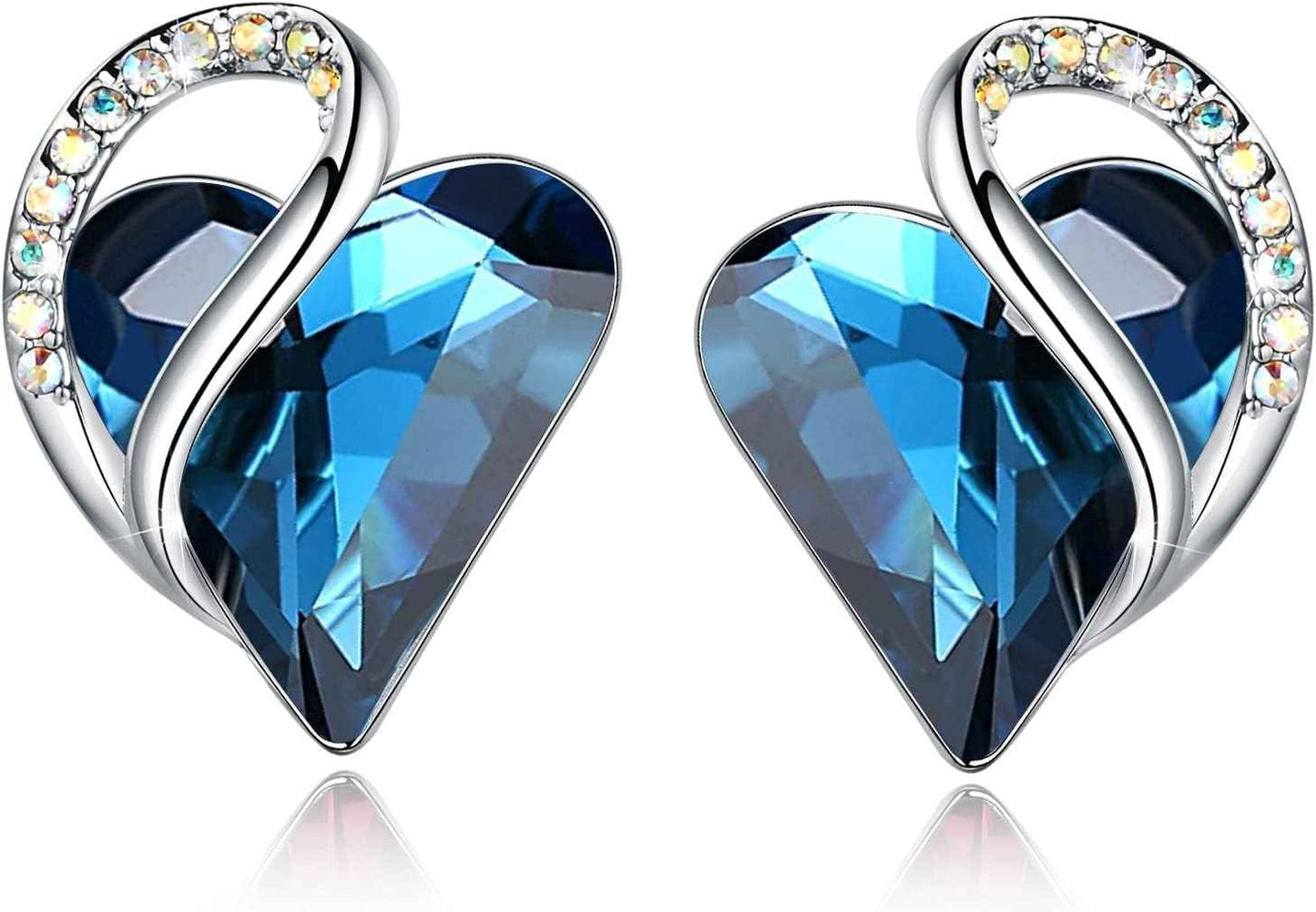 Leafael Infinity love Heart Birthstone Stud Earrings for Women, Valentine's Day Gifts for Mom, Wife, and Her, Silver Plated Birthday Jewelry