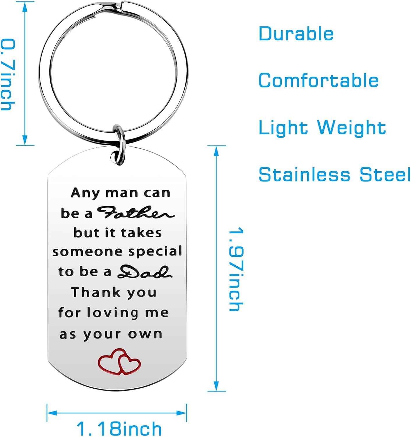 Keychain Christmas Gifts for dad: Personalized Gift Idea for stepfather from Daughter Son on Birthday Fathers Day - Stainless Steel Outdoor men's Lightweight car house key organizer