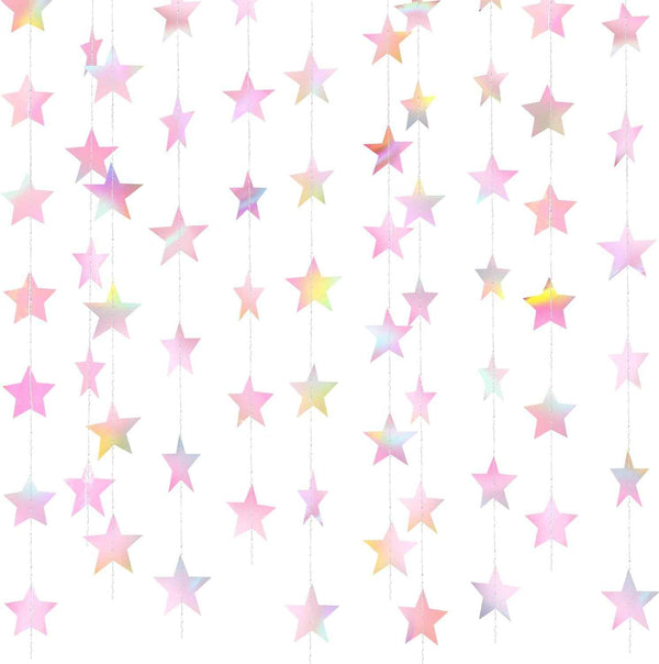 Patelai Glitter Star Garland Banner Christmas Decor 130 Feet Star Hanging Bunting Banner Twinkle Backdrop for Homecoming Classroom Wedding Birthday Halloween Party Supplies(Gold)