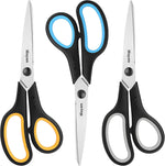 Scissors, iBayam 8" All Purpose Scissors Bulk 3-Pack, Ultra Sharp 2.5mm Thick Blade Shears Comfort-Grip for Office Desk Accessories Sewing Fabric Home Craft Teacher School Supplies, Right/Left Handed