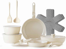 Redchef Ceramic Pots and Pans Set, Nonstick Kitchen Cookware Set with Detachable Handle, Non Toxic Cookware Set 16pcs, PFAS PFOA & PTFE Free, RV Ceramic Cookware for Camping, Dishwasher/Oven Safe