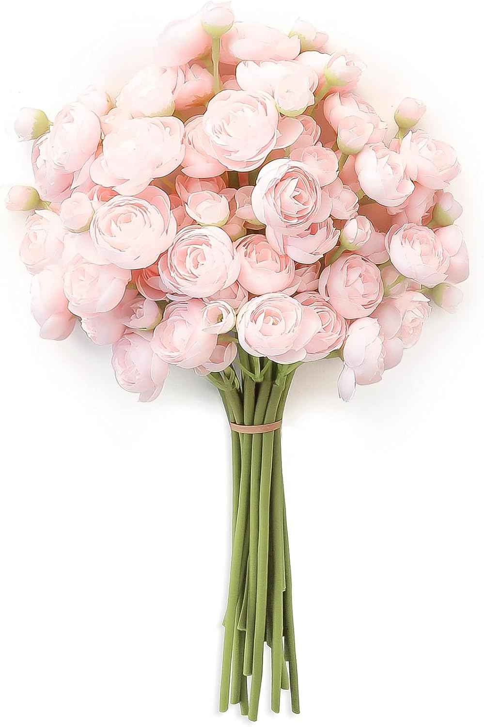 Floroom Ranunculus Artificial Flowers 18 Pcs Dusty Rose Faux Silk Mini Ranunculus Bulk Fake Wedding Filler Flowers for DIY Bouquets, Centerpieces, Bridal Shower Decorations & Arrangements