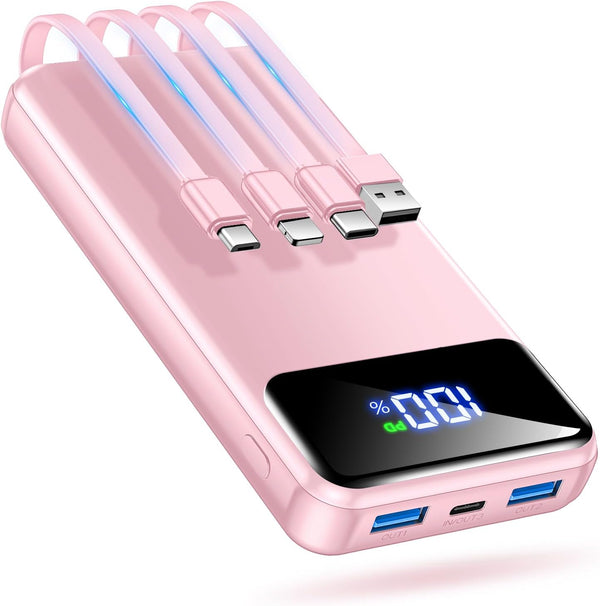OHOVIV Portable Charger Power Bank 50000mAh Battery Pack, 22.5W Fast Charging PowerBank with Built in Cables,Travel Essential USB-C Portable Phone Charger for iPhone Samsung Pixel Android iPad