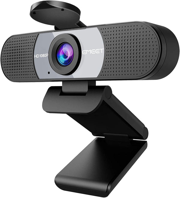 emeet c960 1080p webcam with 2 mics, 90° fov, usb type-a & a-to-c adapter, plug&play computer camera