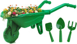 Duckura Kids Gardening Tools Set - 7pcs Wheelbarrow Set for Kids with Shovel, Rake, Leaf Rake, Summer Outdoor Yard Digging Weed Birthday Gifts Toys, Valentine's for Boys Girls Age 2 3+ Years(Green)