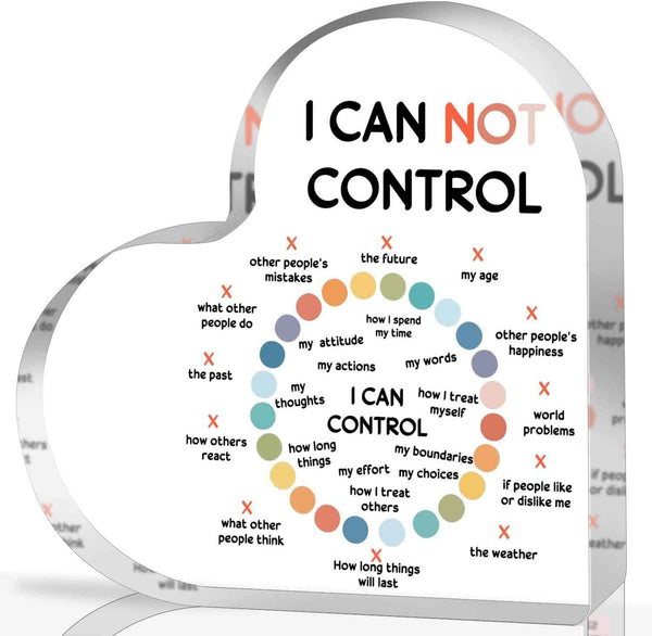 Things I Can Control Mental Health Decor, Acrylic Heart Gifts Mindfulness Decor for Therapy Office , School Counselor Sign Therapist Office Art Decorations for Therapist Office Living Room Bedroom
