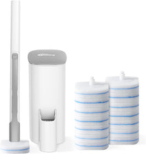 Disposable Toilet Brush - Toilet Bowl Cleaner, Toilet Cleaning Supplies, Toilet Brush with Holder, 14 Refills for Deep Cleaning and Hygienic Bathroom Maintenance