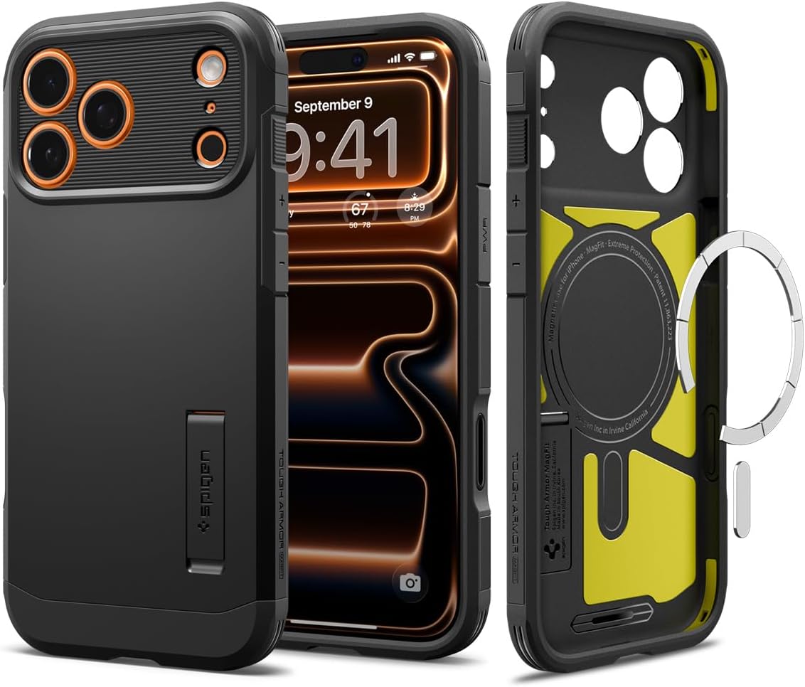 Spigen for iPhone 17 Pro Max Case, Tough Armor T MagFit [Camera Control Button] [Compatible with Magsafe] - Black