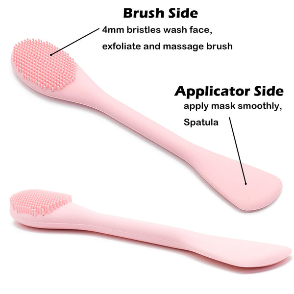 Facial cleansing brush, 2-in-1 silicone face mask brush & face scrubber for exfoliating, massaging, removing blackheads, and skincare