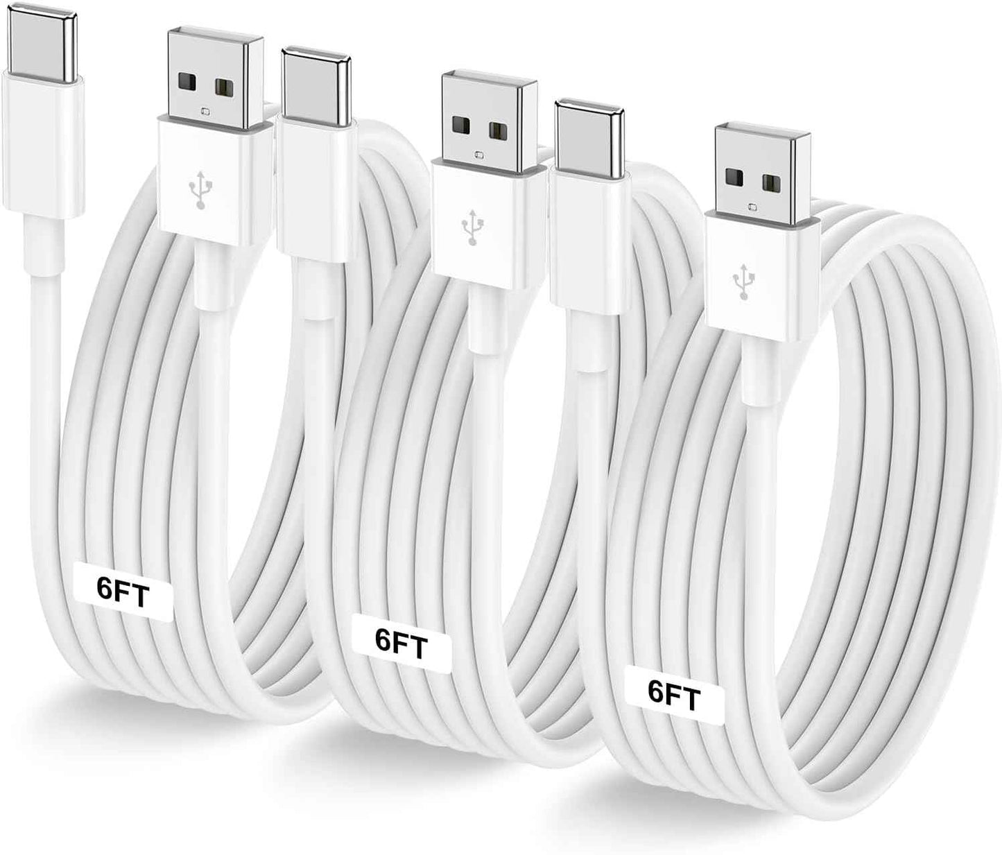 Car Carplay Cable for iPhone 17 16 15 Pro Plus Pro Max Air，3-Pack [3.3FT+3.3FT+6FT] USB A to USB C Cable for iPhone 17 16 15，for iPad Pro/Air/Mini，for Galaxy S25 S24，for MacBook Pro/Air and More