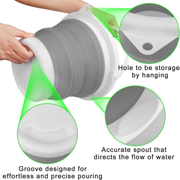 Collapsible Mop Bucket and Ice Bucket - 5L Household Cleaning Silicone Dust Mop Bucket with No Wringer