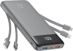 charmast 20000mAh Portable Charger with Built in Cables, 22.5W Travel Power Bank Fast Charging, USB C Cell Phone Battery Pack for iPhone 17/16/15/14/13/12 Series, iPad, Samsung, Android, Tablet