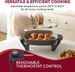 Elite 12"x12"x2.15" Ceramic Electric Skillet with Rapid Heat Up and Dishwasher Safe