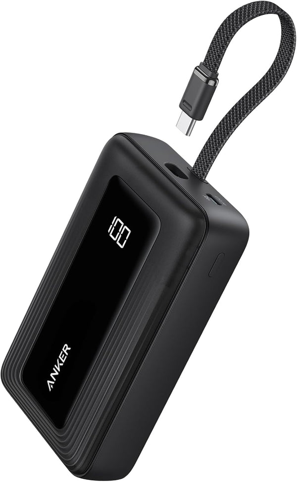 Anker Portable Charger, 10,000mAh 30W Power Bank, USB-C in and Out Fast Charging Battery Pack, Travel Essential Phone Power Bank, for iPhone 17/16, Galaxy and More (Black, 10000.00, Milliamp Hours)