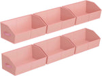 Closet Organizers Bins 6 Packs - Large Closet Shelf Organizer with Handles, Fabric Trapezoid Storage Bins, Collapsible Storage Cubes for Clothes, Towels, Light Gray