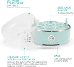 Electric 7-Egg Capacity Egg Cooker with Auto Shut-Off, Measuring Cup Included, Retro Mint