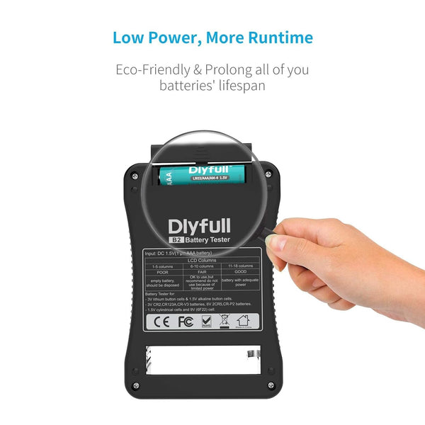 Battery Tester, LCD Display Universal Battery Checker for AA AAA C D 9V CR2032 CR123A CR2 CRV3 2CR5 CRP2 1.5V/3V Button Cell Batteries, 1x AAA Batteries Included